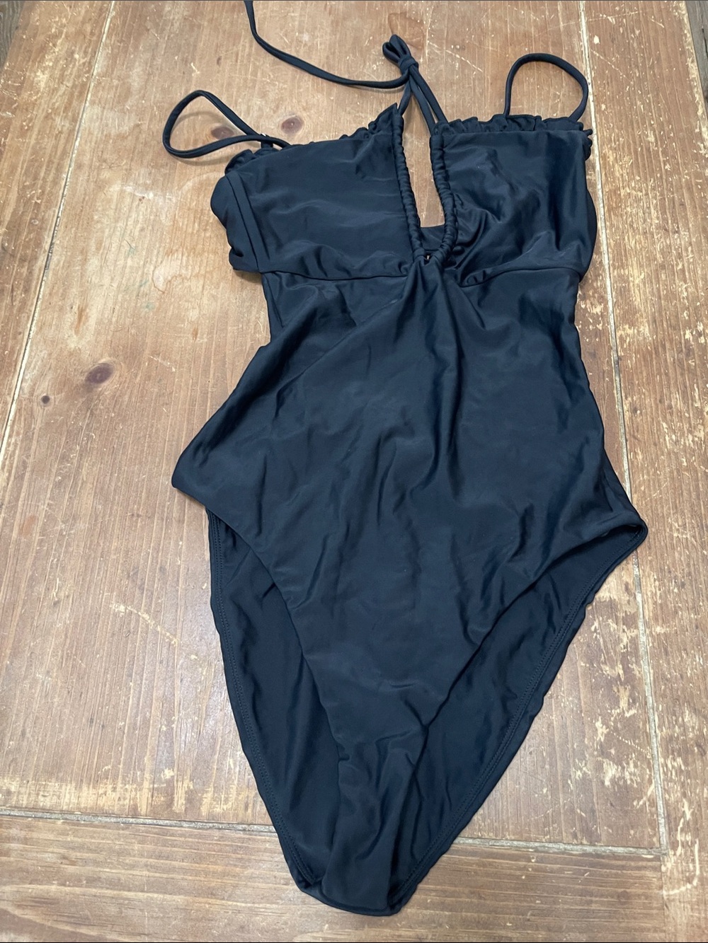 Classic Black One-Piece Swimsuit with Halter Neck